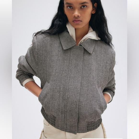 H&M herringbone bomber jacket - Picture 2 of 6